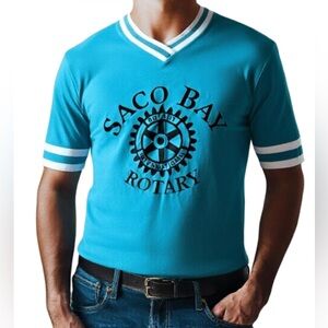 Vintage Saco Bay Rotary Jersey Tee Eagle USA Small Unisex Men’s Women’s Kids ⚽️